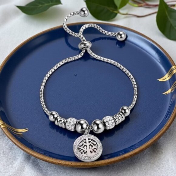 🆕️Elegant 18K Gold Plated Tree of Life Charm Bracelet Sparkling Rhinestones - Picture 6 of 10